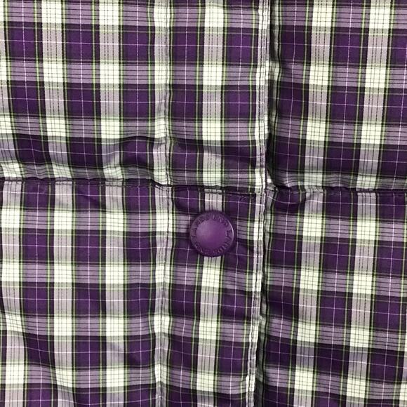 Lands' End Down Filled Quilted Puffer Vest Purple Plum Black Tartan Plaid S 6 8 - Picture 4 of 7